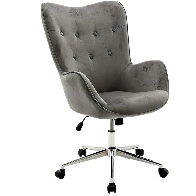 PAKOWORLD Καρέκλα Γραφείου Διευθυντή Kido Pakoworld Με Βελούδο Γκρι – 046-000015