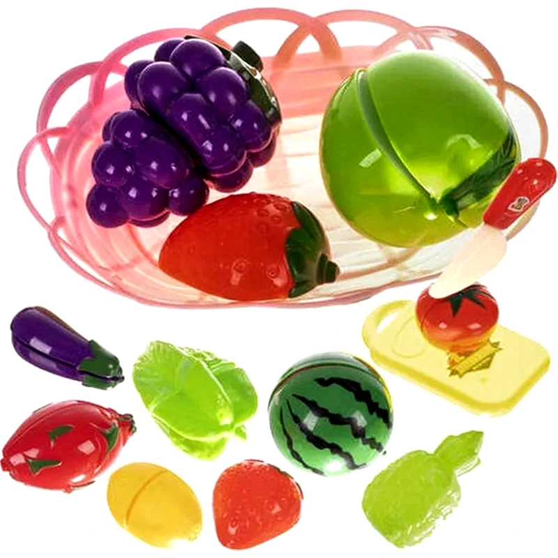 ARIA TRADE Σετ Παιχνίδι Aria Trade Καλάθι Με Πλαστικά Φρούτα Λαχανικά Διαίρεσης Με Μαχαίρι