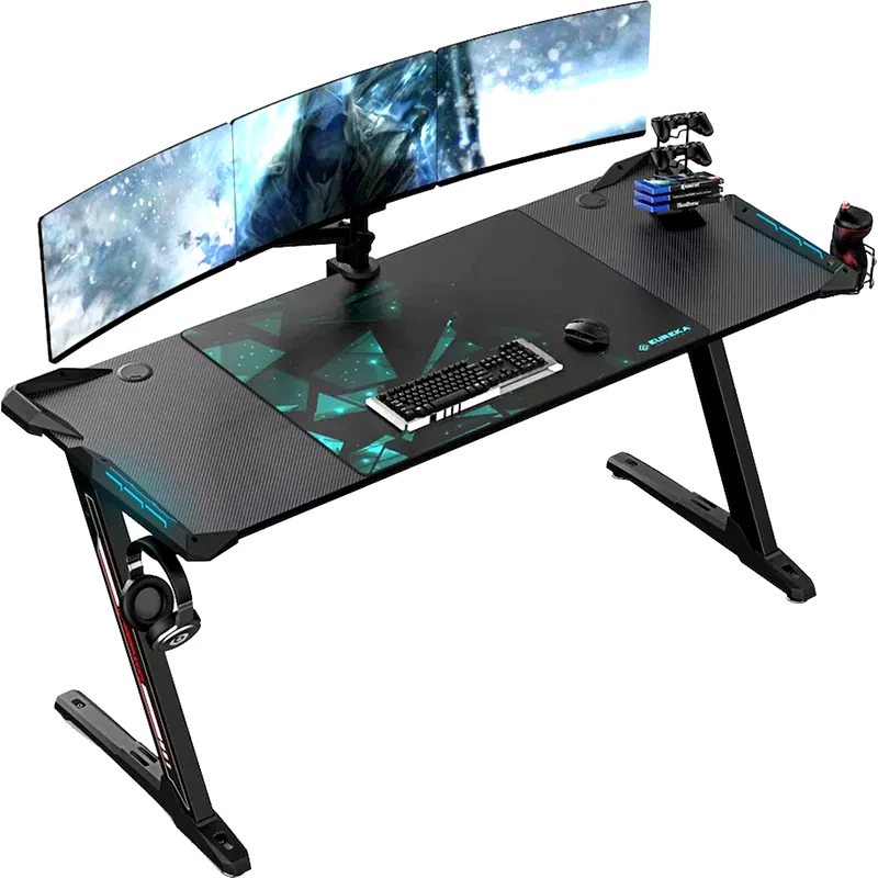EUREKA Γραφείο Gaming Eureka Ergonomic ERK-Z60-B-2-V1 153x60.5x78.5cm - Carbon Fiber Μαύρο