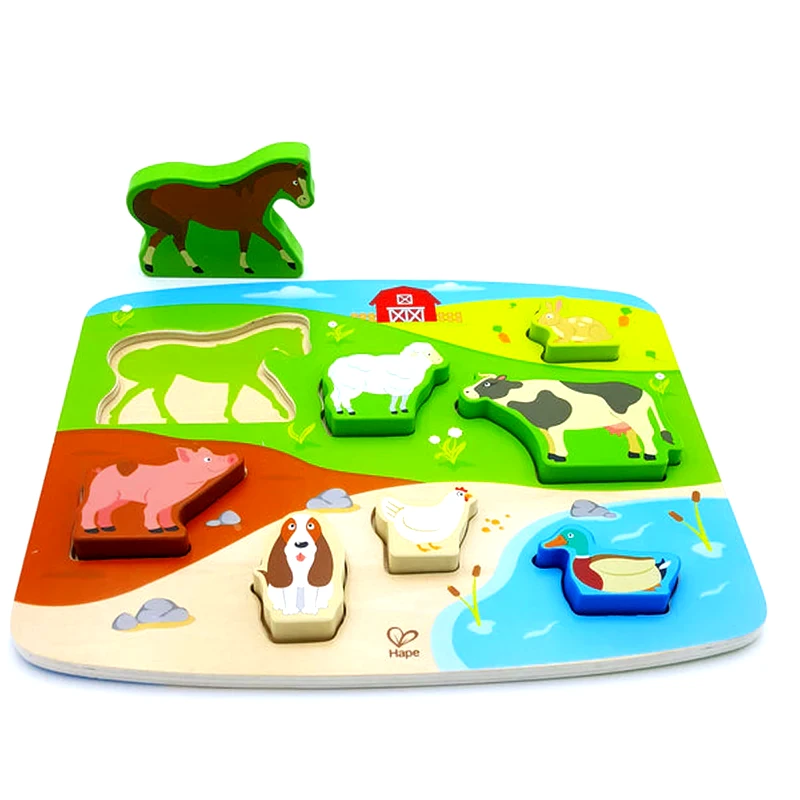 HAPE Παιδικό Παζλ Hape Σφηνώματα - Τα Ζώα Της Φάρμας (9 Κομμάτια)