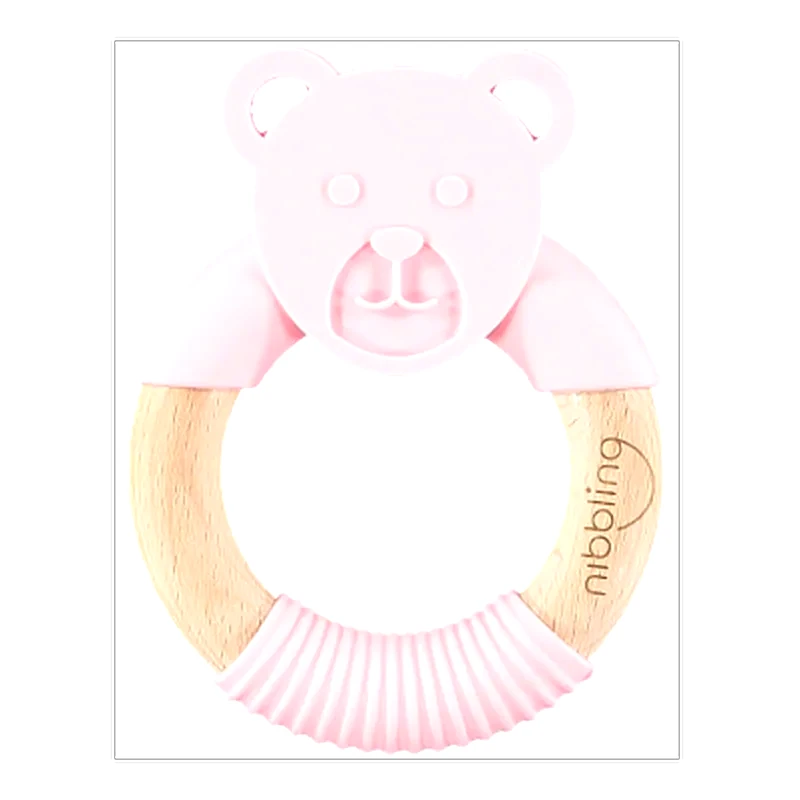 NIBBLING Μασητικό-κρίκος Οδοντοφυίας Nibbling Ted Bear Pink Ροζ Br74238