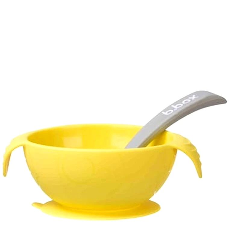 BBOX Bbox Μπολ Σιλικόνις Με Βεντούζα Και Κουτάλι -silicone First Feeding Set Yellow