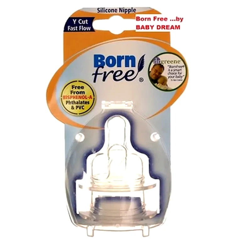 BORN FREE Θηλές Σιλικόνης Για Μπιμπερό Born Free (3-6 Μηνών )επίπεδο 2 Μέτρια Ροή Σετ2τμχ