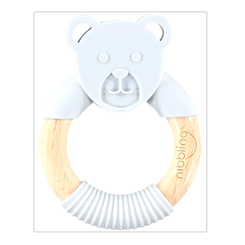 NIBBLING Μασητικό-κρίκος Οδοντοφυίας Nibbling Ted Bear Grey Γκρι Br74240
