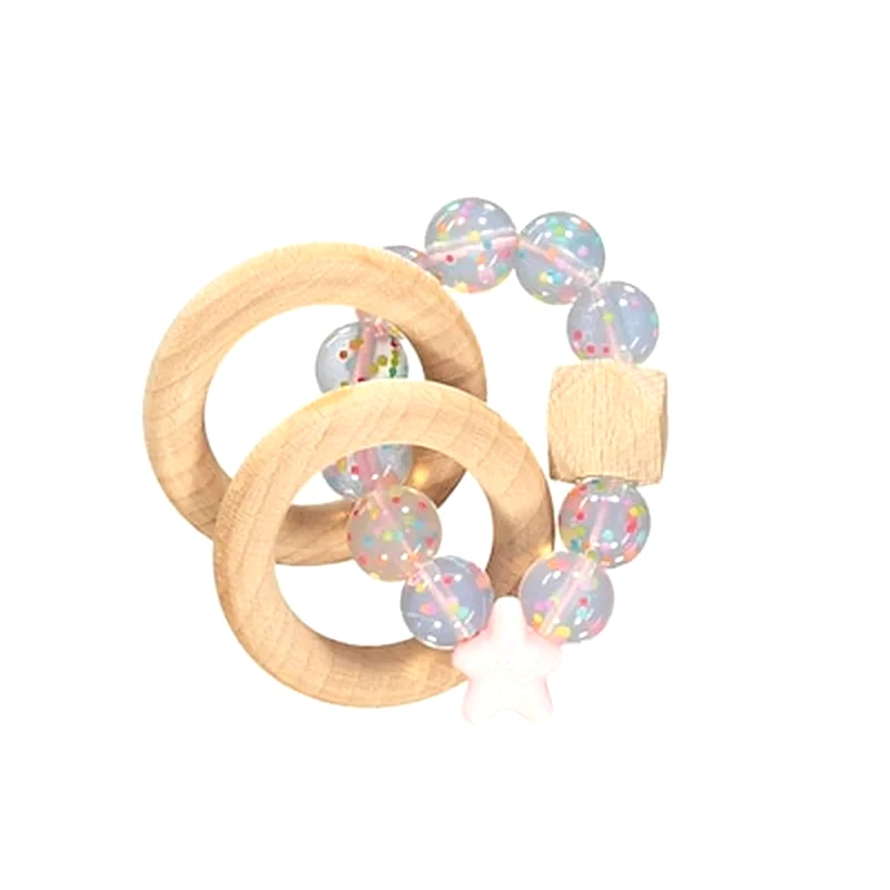 NIBBLING Μασητικό-κρίκος Οδοντοφυίας Nibbling Stellar Nat. Wood Candy Pink Br75188