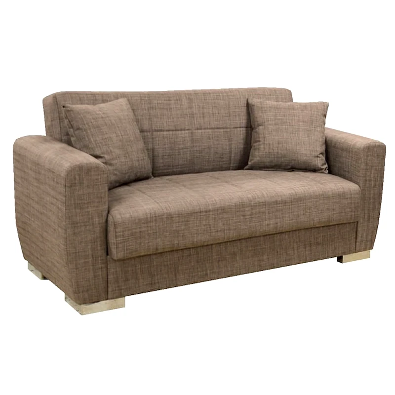 WELHOME Καναπες 2θεσιος Με Αποθηκευτικο Χωρο Υφασμα Μπεζ