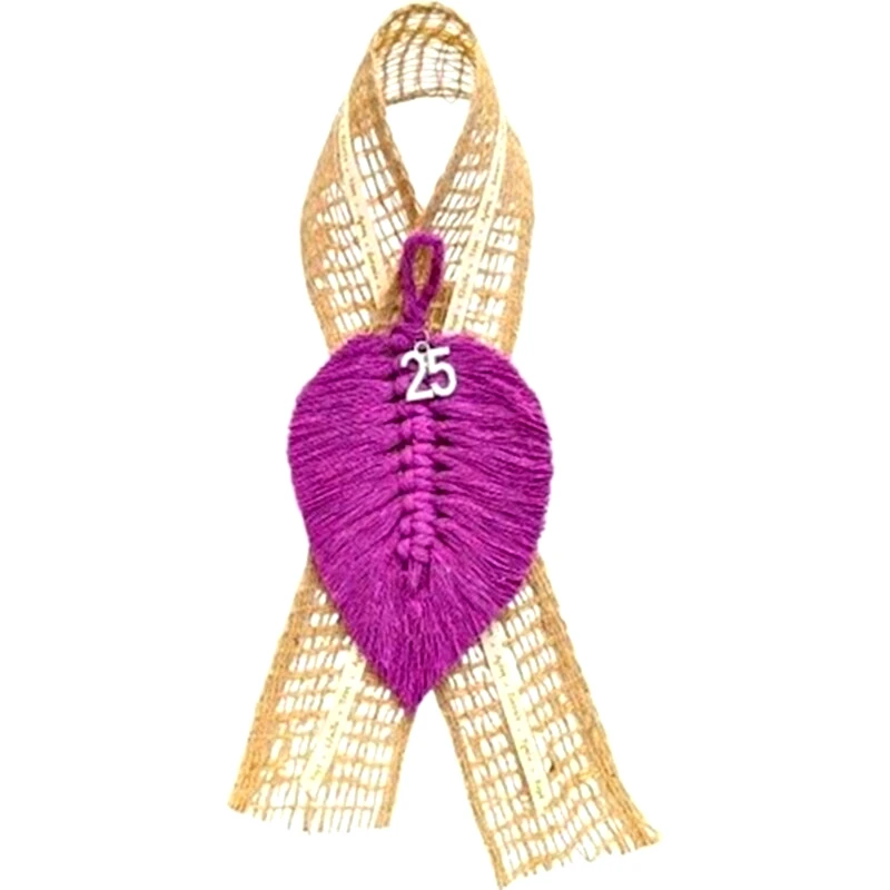 FEELBOHO Κρεμαστό Χριστουγεννιάτικο Feelboho Γούρι Μακραμέ Φύλλο 2025 Μωβ