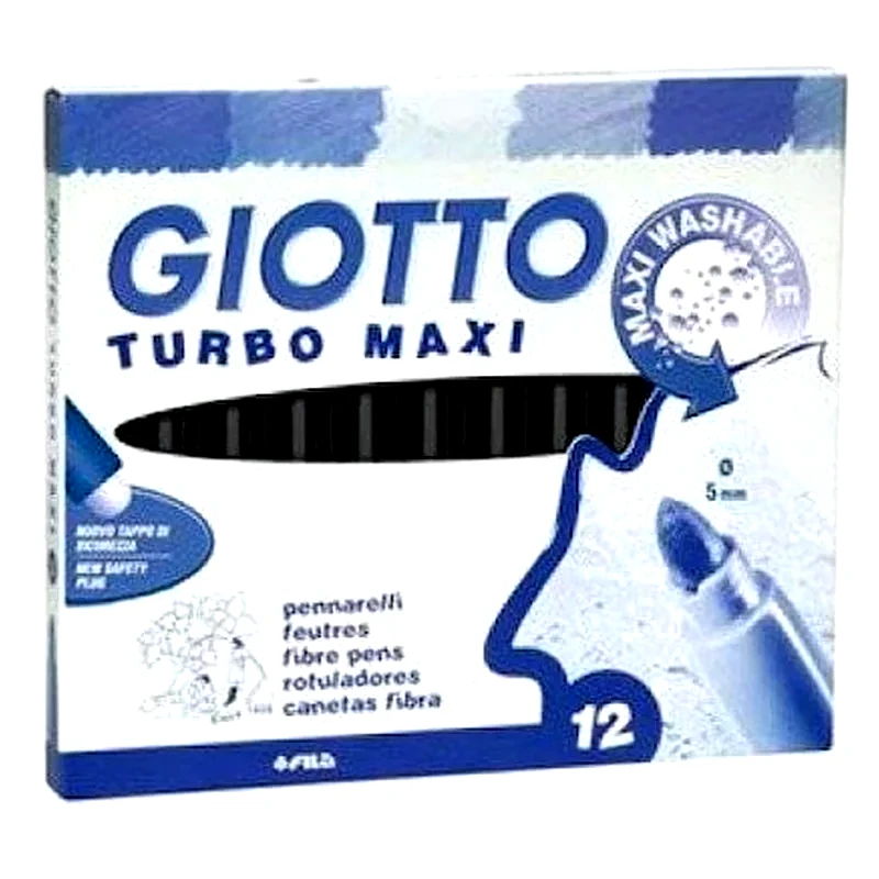 GIOTTO Μαρκαδόροι Giotto Turbo Maxi Χοντροί Μαύρο 12 Τεμάχια
