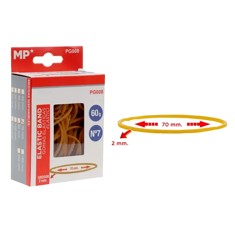 MP Mp Λαστιχάκια Συσκευασίας Pg008 Σε Κουτί, No7, 2x70mm, 60g