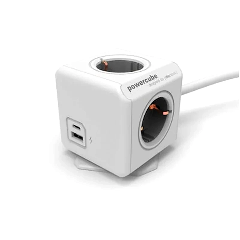 ALLOCACOC Πολύπριζο Allocacoc Powercube Extended 4 Θέσεων Usb,Usb-C 1.5m - Trolley Grey