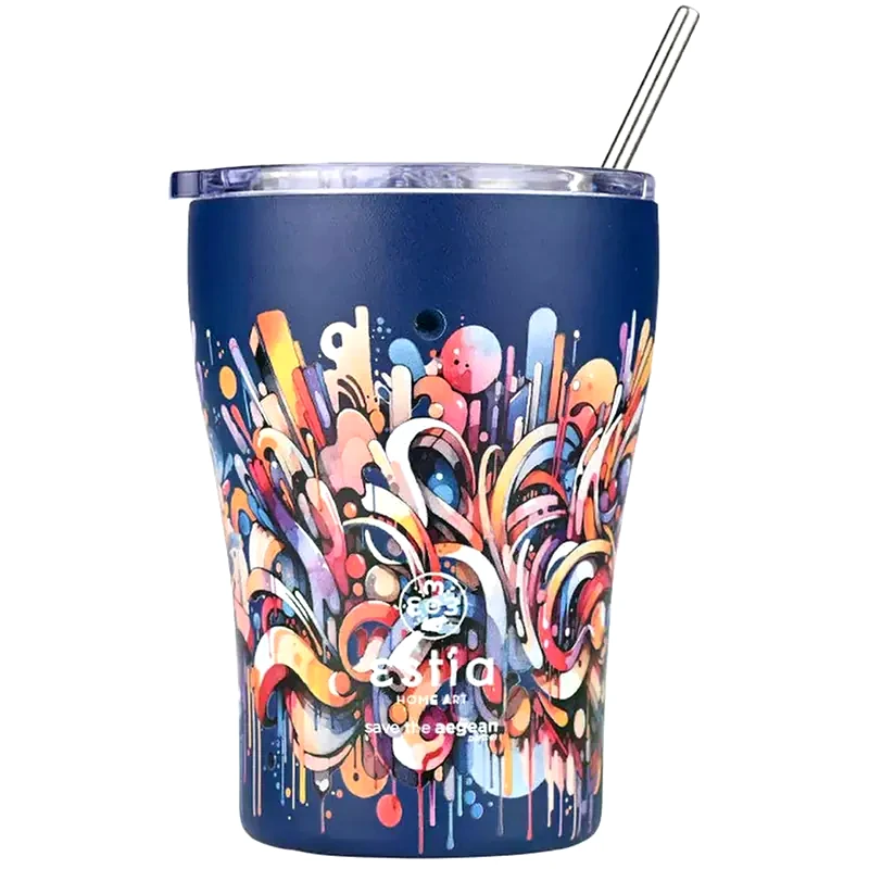 ESTIA HOME ART Ποτήρι Θερμός Estia με Καλαμάκι Vibrant Vortex 350ml