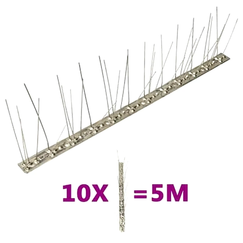 VIDAXL Vidaxl Απωθητικές Ακίδες Περιστεριών 5 Σειρών Σετ Των 10 5μ. Αν.ατσάλι