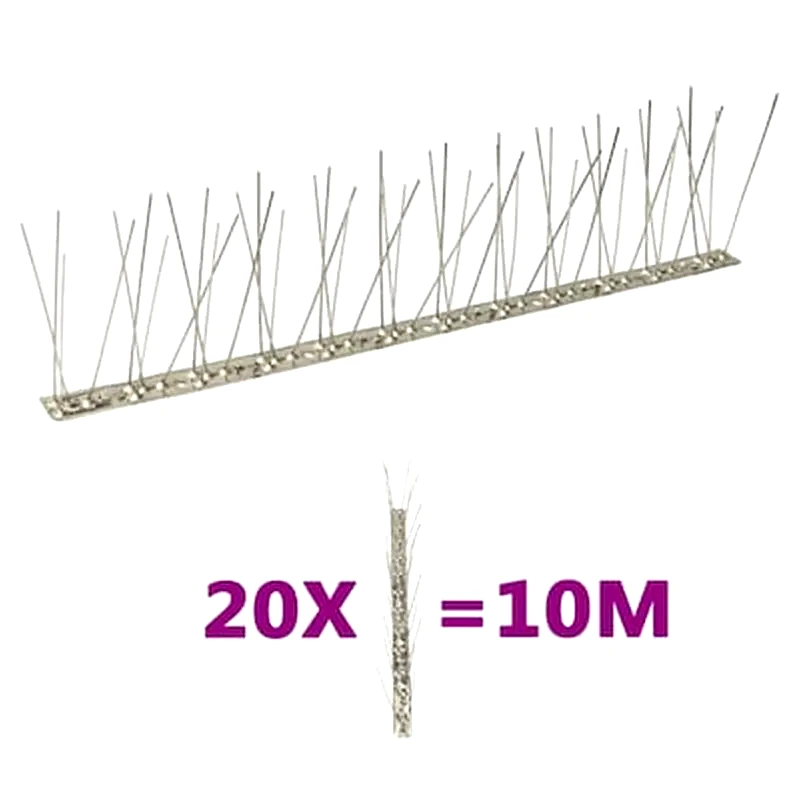 VIDAXL Vidaxl Απωθητικές Ακίδες Περιστεριών 2 Σειρών Σετ 20 10 Μ. Αν. Ατσάλι