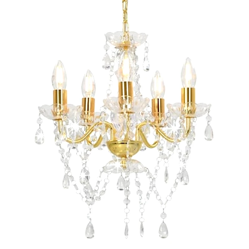 VIDAXL Vidaxl Πολυέλαιος Με Κρυστάλλινες Χάντρες Χρυσός Με 5 Ντουί Ε14