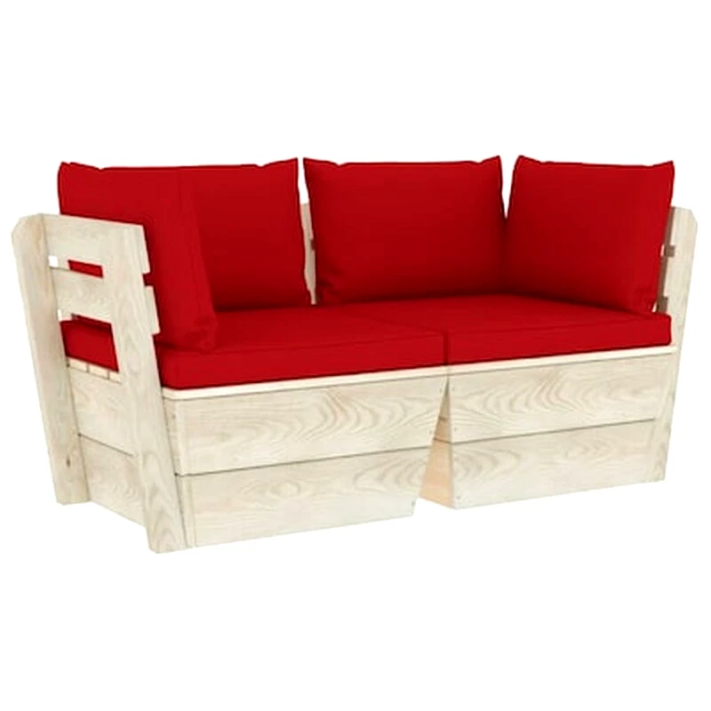 VIDAXL Καναπές Κήπου VidaXL Διθέσιος Με Μαξιλάρια από Ξύλο Ερυθρελάτης 60x60x65 cm - Κόκκινο