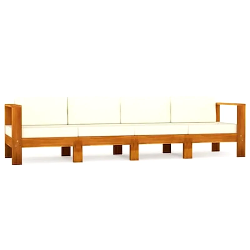 VIDAXL Καναπές Κήπου VidaXL Tετραθέσιος από Ξύλο Ακακίας με Μαξιλάρια - Κρεμ