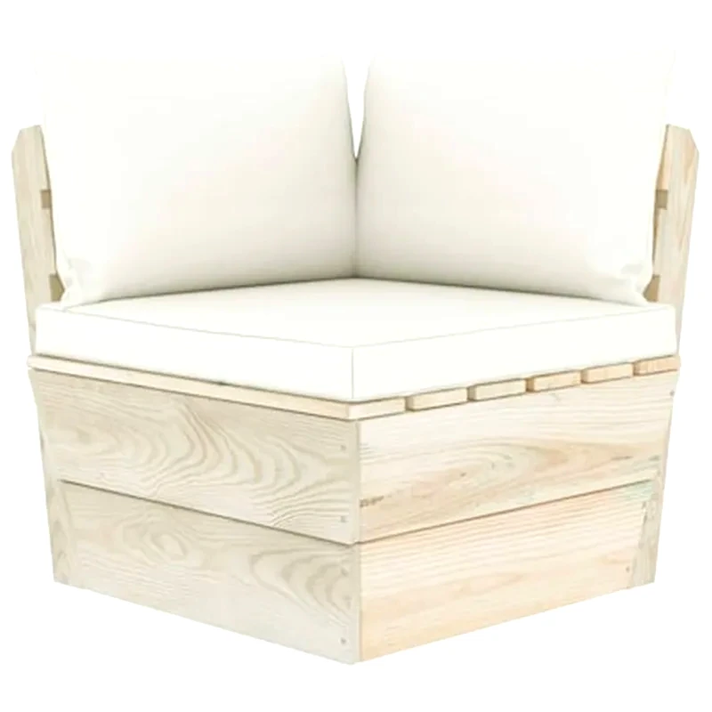 VIDAXL Καναπές Κήπου Γωνιακός VidaXL από Εμποτισμένο Ξύλο Ερυθρελάτης 60x60x65 cm - Κρεμ