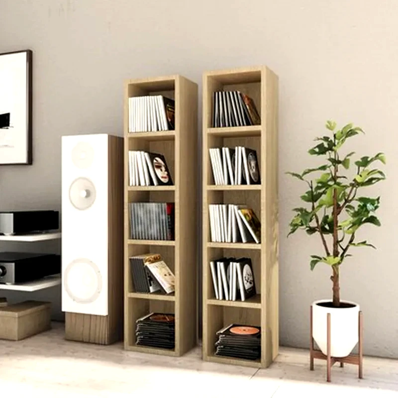 VIDAXL Vidaxl Έπιπλα Για Cd 2 Τεμ. Sonoma Δρυς 21x16x93,5 Εκ. Από Μοριοσανίδα