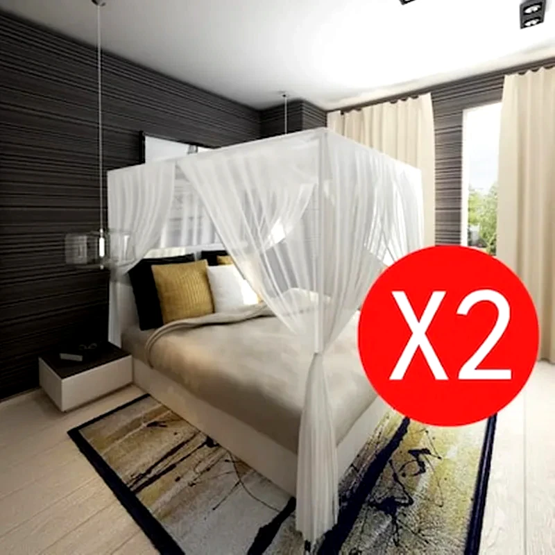 VIDAXL Vidaxl Σετ Κουνουπιέρα 3 Είσοδοι Παραλληλεπίπεδη 2 Τμχ Λευκό