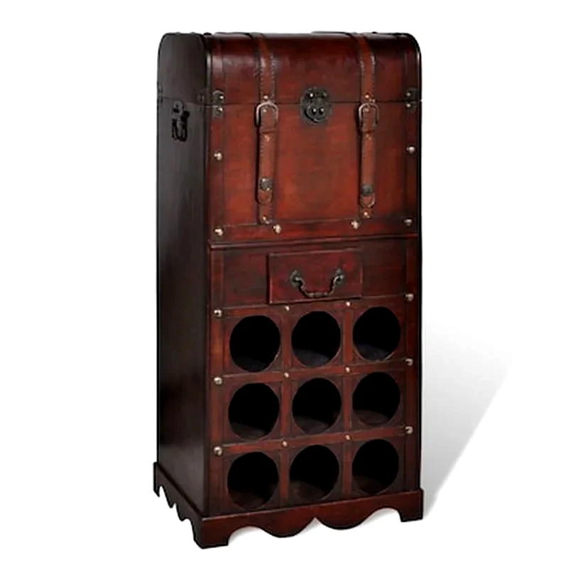 VIDAXL Κάβα Κρασιών Vidaxl Με Αποθηκευτικό Χώρο Ξύλινη Για 9 Φιάλες - Καφέ