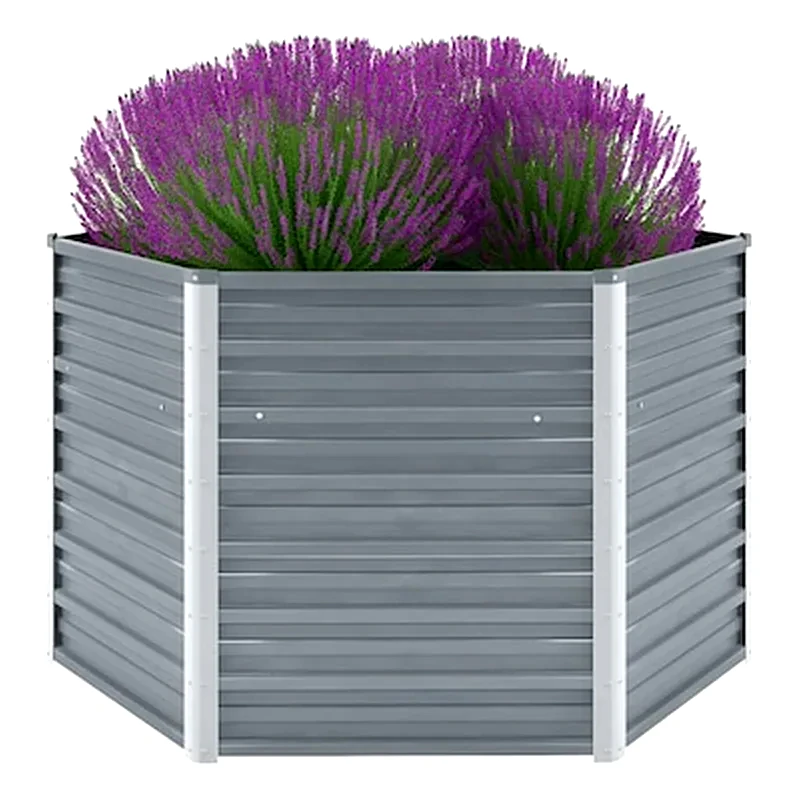 VIDAXL Vidaxl Ζαρντινιέρα Υπερυψωμένη Γκρι 129x129x77 Εκ. Γαλβανισμ. Χάλυβας