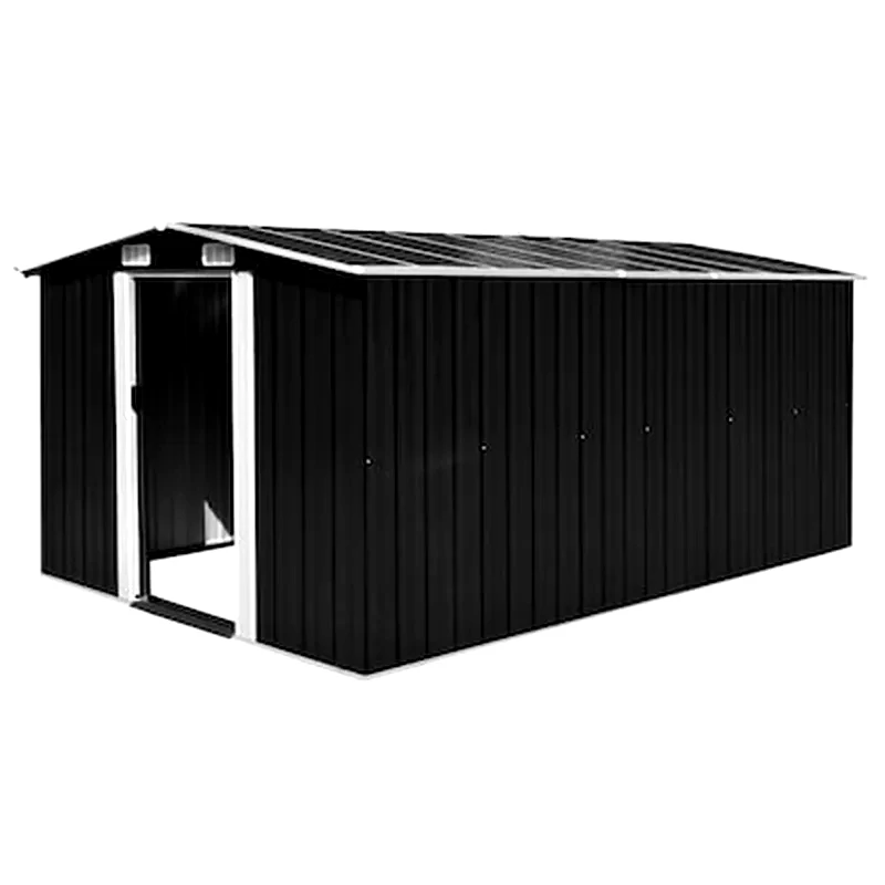 VIDAXL Vidaxl Αποθήκη Κήπου Ανθρακί 257 X 398 X 178 Εκ. Μεταλλική