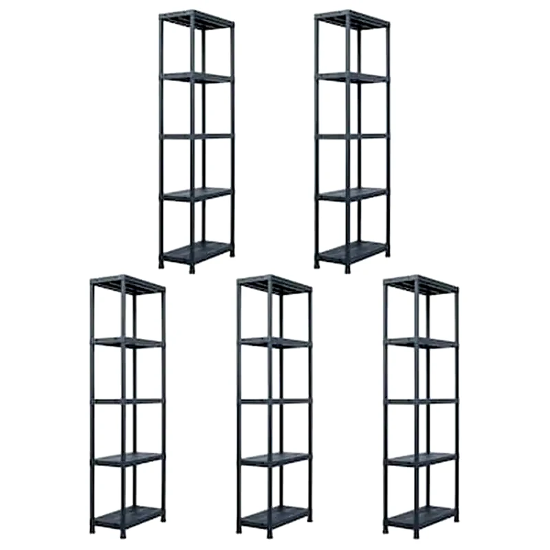 VIDAXL Vidaxl Ραφιέρες 5 Τεμ. Μαύρες 125 Κ. 60 X 30 X 180 Εκ. Πλαστικές