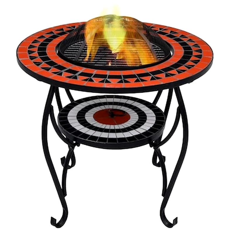 VIDAXL Vidaxl Τζάκι Εξ. Χώρου/τραπέζι «μωσαϊκό» Τερακότα/λευκό 68 Εκ Κεραμικό