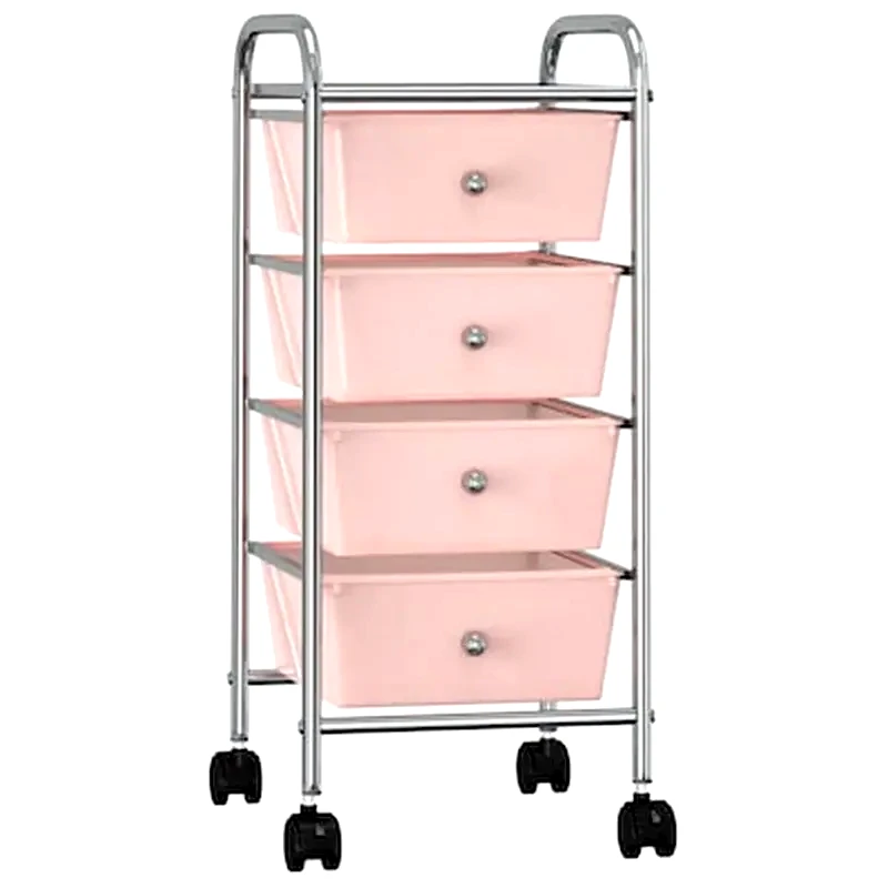 VIDAXL Vidaxl Τρόλεϊ Με 4 Συρτάρια Φορητό Ροζ Πλαστικό