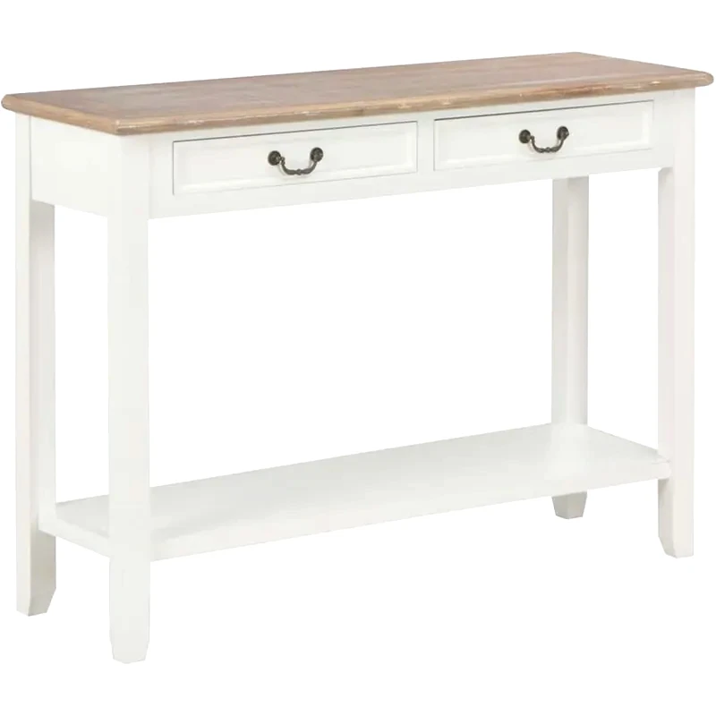 VIDAXL Κονσόλα Vidaxl από Ξύλο Παυλώνιας και MDF 110x35x80 cm - Λευκή