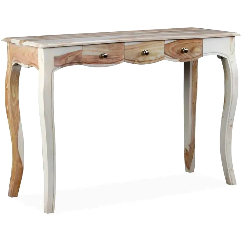 VIDAXL Κονσόλα Vidaxl από Μασίφ Ξύλο Sheesham 110x40x76 cm - Λευκό/Καφέ