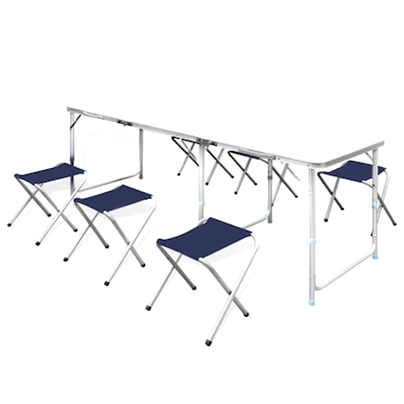 VIDAXL Vidaxl Τραπέζι Βαλίτσα Πτυσσόμενο Με 6 Σκαμπό Ρυθμιζόμενο Ύψος 180 X 60 Cm