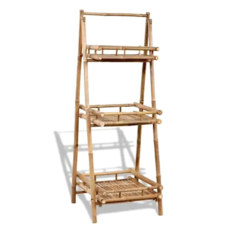 VIDAXL Vidaxl Τριώροφη Αναδιπλούμενη Μπαμπού Ραφιέρα Για Φυτά