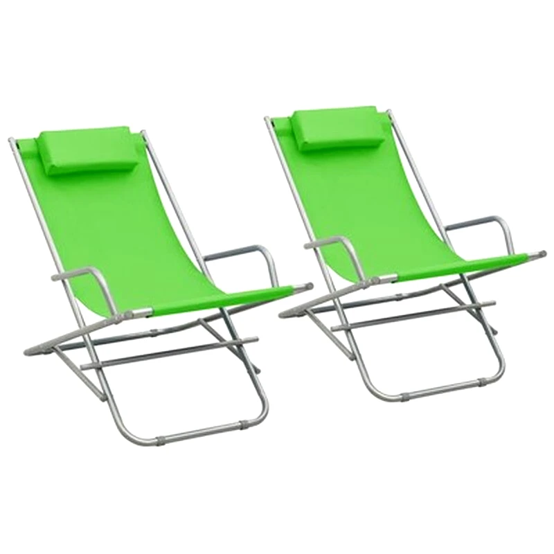 VIDAXL Σεζλόνγκ VidaXL Πτυσσόμενες από Ατσάλι/PVC 69x61x94 cm 2 Τμχ - Λαχανί