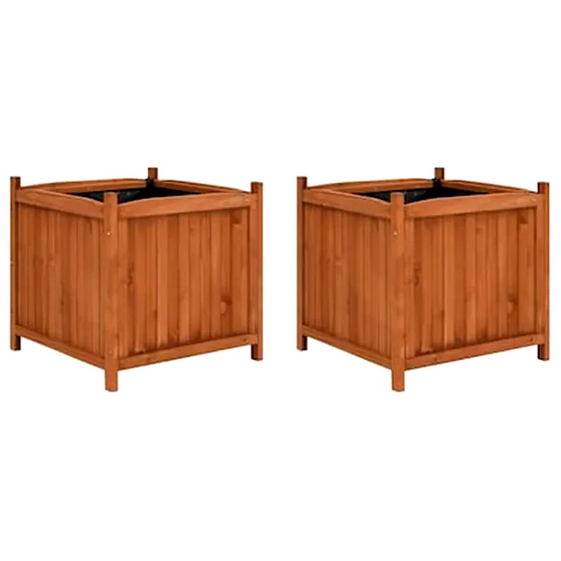 VIDAXL Vidaxl Ζαρντινιέρες Υπερυψωμένες 2 Τεμ. 50 X 50 X 50 Εκ. Ξύλο Ελάτης