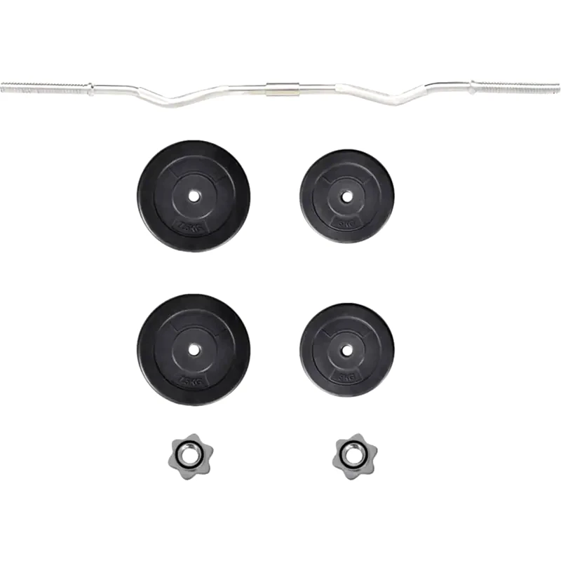 VIDAXL Σετ Στραβόμπαρα Φ25mm 5kg VidaXL 90373 120cm με 4 Δίσκους Βαρών 25kg και 2 Κολάρα