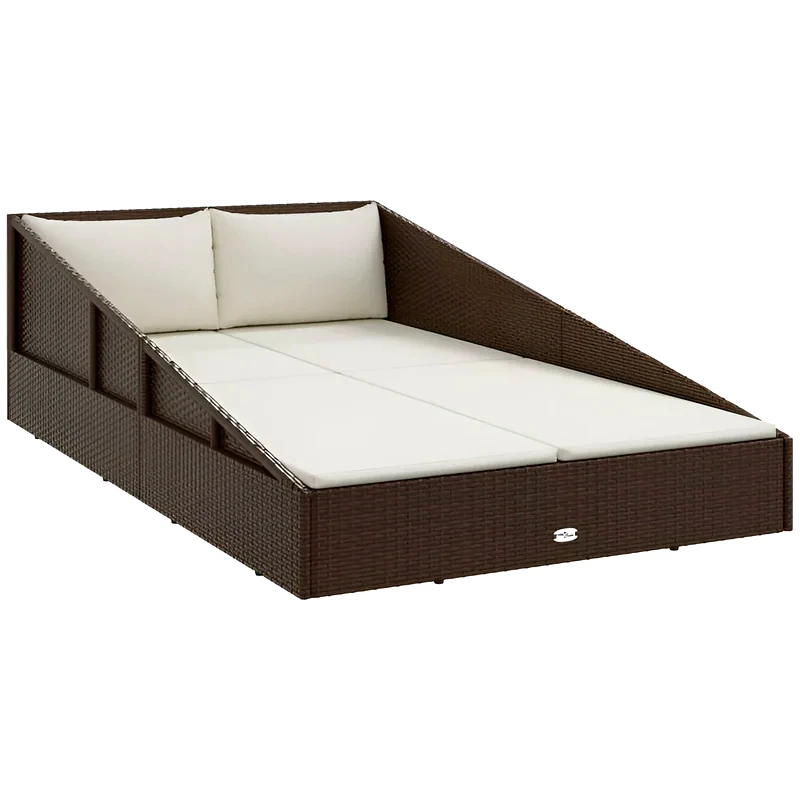 VIDAXL Ξαπλώστρα - Κρεβάτι Κήπου Vidaxl 201x139 cm Από Συνθετικό Ρατάν - Καφέ