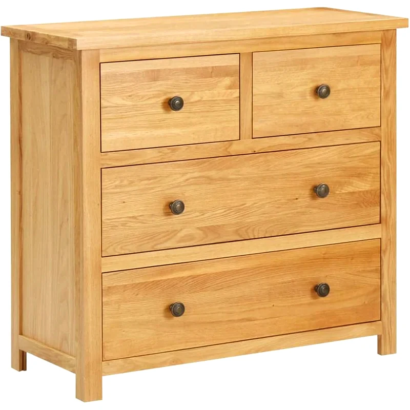 VIDAXL Ξύλινη Συρταριέρα Vidaxl από Μασίφ Ξύλο Δρυός 80x35x75cm - Καφέ