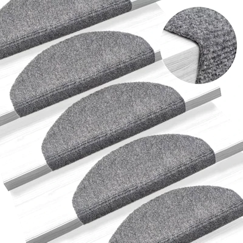 VIDAXL Vidaxl Πατάκια Σκάλας Αυτοκόλλητα 15τεμ Αν.γκρι 65x21x4εκ Βελονιασμένο