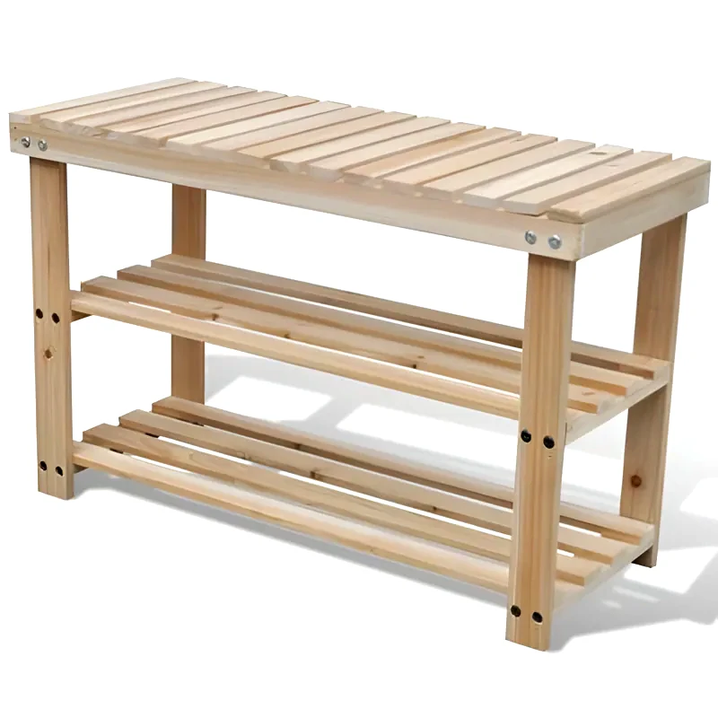 VIDAXL Ραφιέρα Παπουτσιών - Πάγκος Vidaxl Από Ξύλο 70x29x45 cm - Φυσικό Χρώμα Ξύλου
