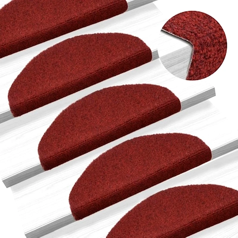 VIDAXL Vidaxl Πατάκια Σκάλας Αυτοκόλλητα 15τεμ Κόκκινα 65x21x4εκ Βελονιασμένο