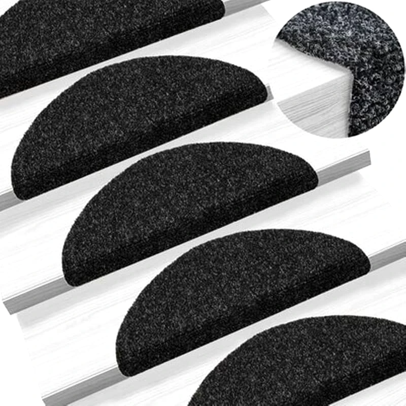 VIDAXL Vidaxl Πατάκια Σκάλας Αυτοκόλλητα 5 Τεμ. Μαύρα 56x17x3 Εκ Βελονιασμένα