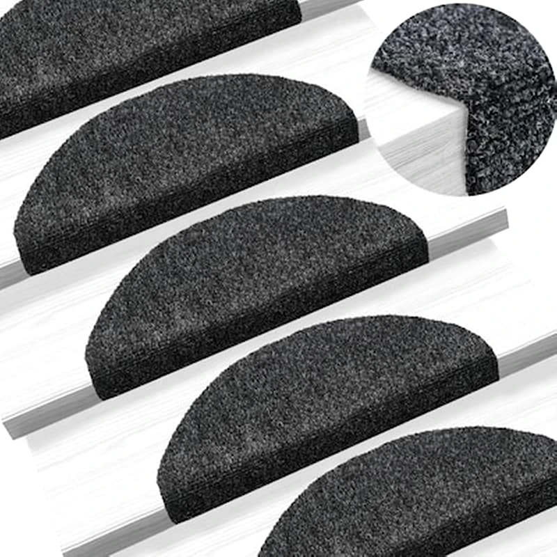 VIDAXL Vidaxl Πατάκια Σκάλας Αυτοκόλ. 5 Τεμ. Σκ. Γκρι 65x21x4 Εκ Βελονιασμένα