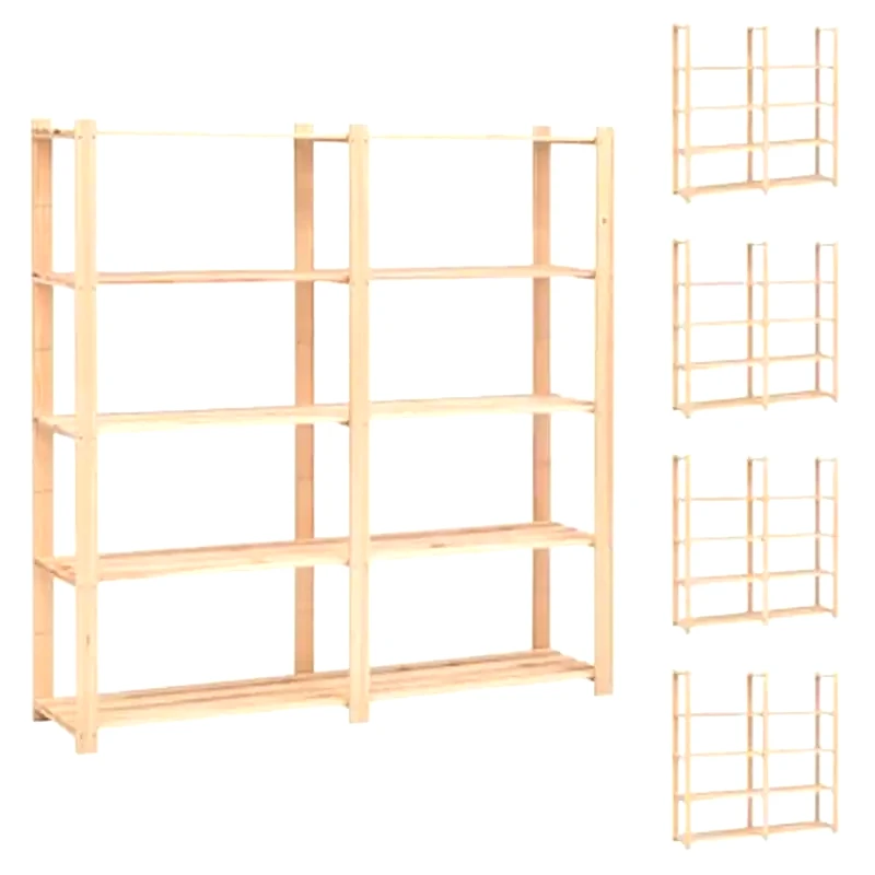Vidaxl Ραφιέρες 5 Επιπέδων 5 Τεμ 500 Κ 170x38x170 Εκ Μασίφ Ξύλο Πεύκου