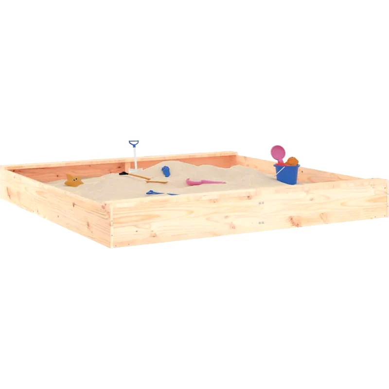 VIDAXL VidaXL Αμμοδόχος με Καθίσματα Τετράγωνη 160x160x20cm Ξύλινη - Φυσικό Χρώμα Ξύλου