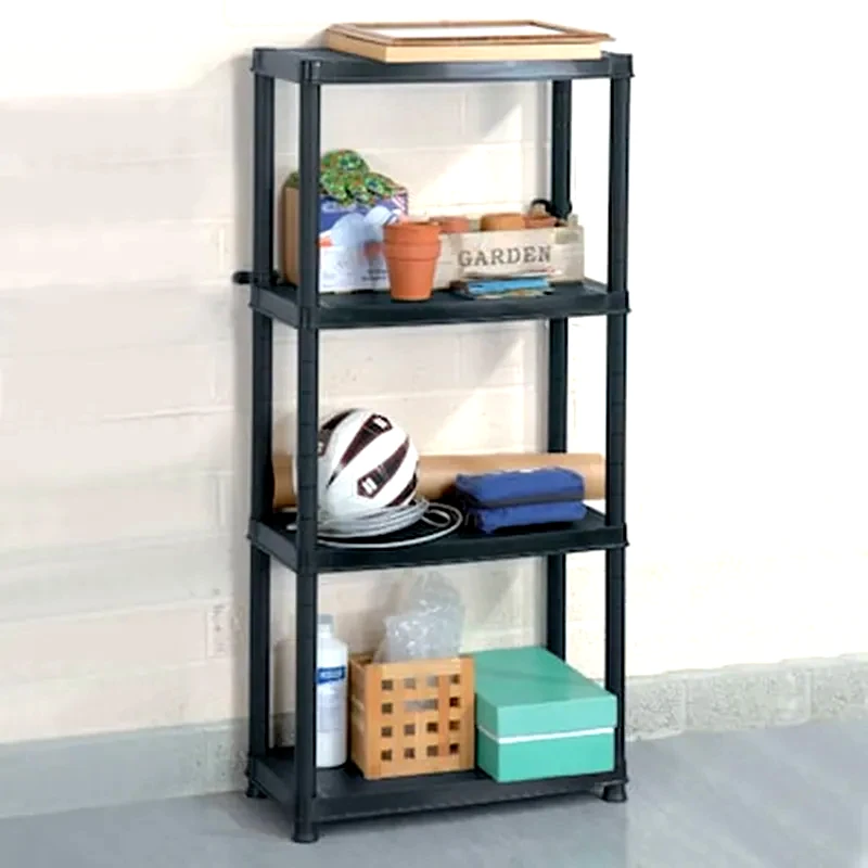 VIDAXL Vidaxl Ραφιέρα Αποθήκευσης 4 Επιπέδων Μαύρη 61x30,5x130 Εκ. Πλαστική