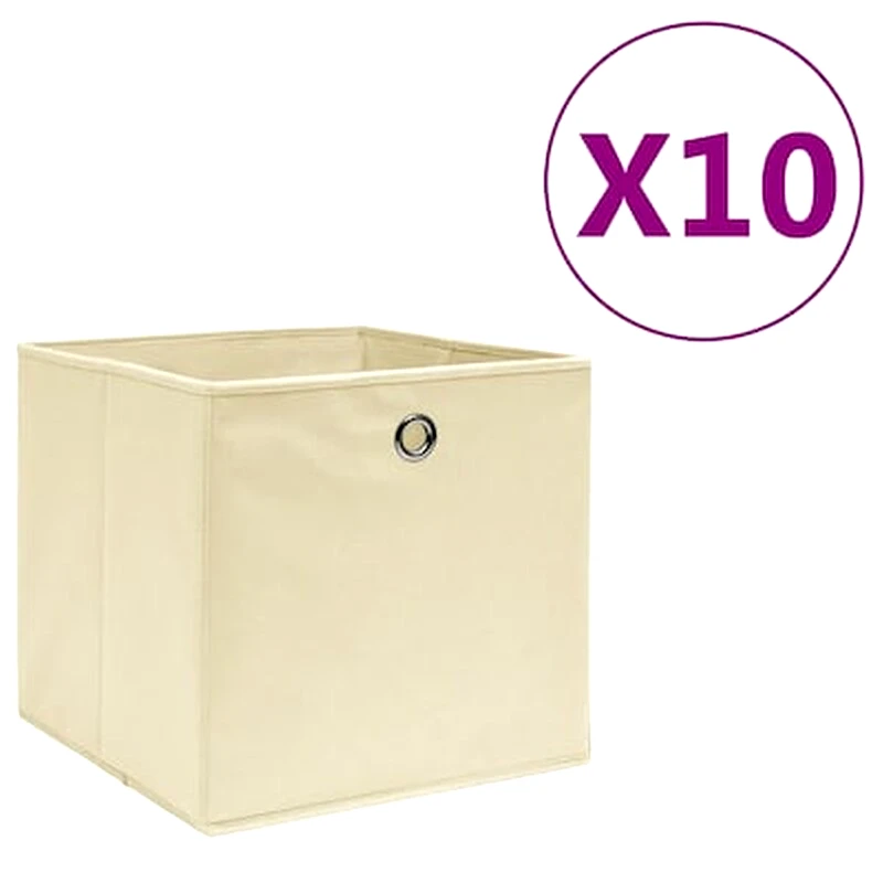 VIDAXL Κουτιά Αποθήκευσης Vidaxl Σετ 10 Τμχ από Ύφασμα 28x28x28 cm - Μπεζ