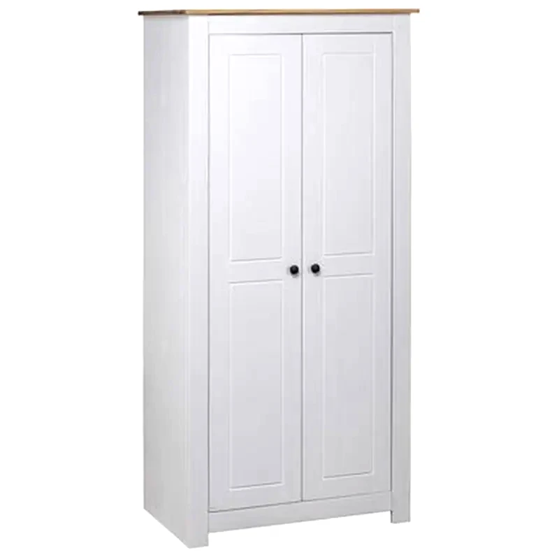 VIDAXL Δίφυλλη Ντουλάπα Vidaxl Panama από Μασίφ Ξύλο Πεύκου 80x50x171.5cm - Λευκό