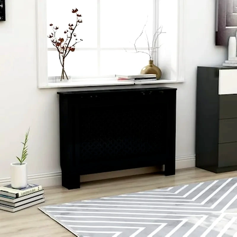 VIDAXL Vidaxl Κάλυμμα Καλοριφέρ Μαύρο 112 X 19 X 81 Εκ. Από Mdf