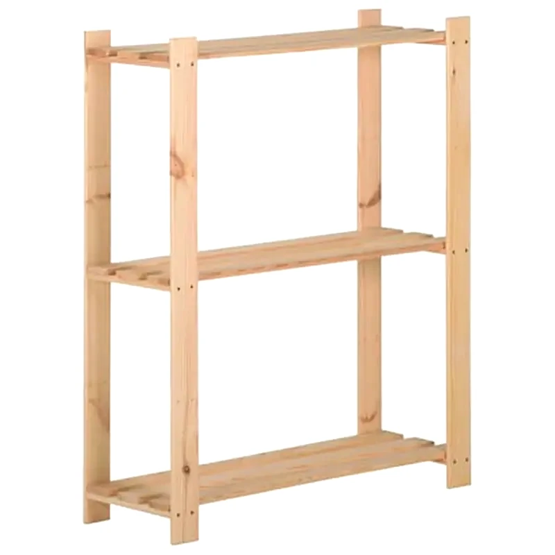 VIDAXL Vidaxl Ραφιέρα 3 Επιπέδων 60 X 28,5 X 90 Εκ. Από Μασίφ Ξύλο Πεύκου